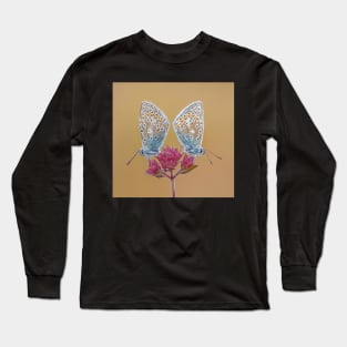 Two Common Blue Butterflies on a Wild Marjoram Flower Long Sleeve T-Shirt